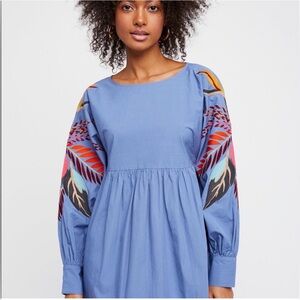 FREE PEOPLE MINI OBSESSIONS MINIDRESS IN BLUE COMBO